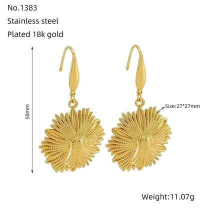 1 Piece Cute Wedding Bridal Flower Plating Inlay Stainless Steel Artificial Pearls 18K Gold Plated Drop Earrings