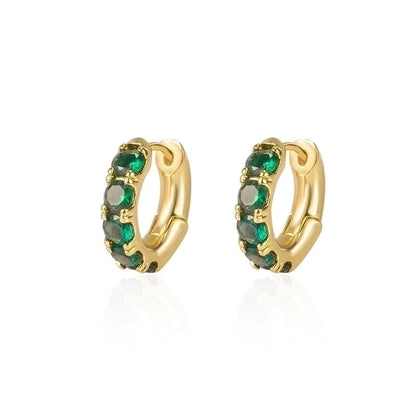 Fashion Diamond Emerald Geometric Copper 14k Gold Earrings Female
