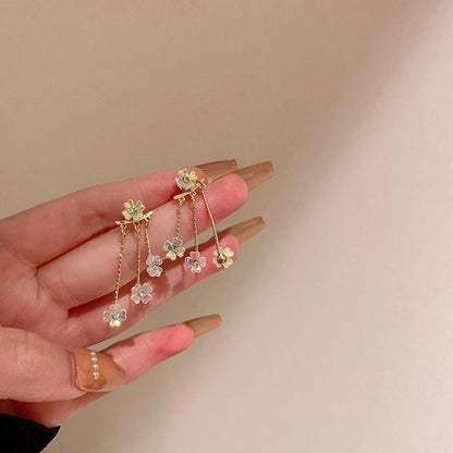 1 Pair Retro Color Block Heart Shape Pleated Inlay Copper Rhinestones Drop Earrings