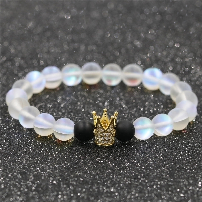 1 Piece Fashion Crown Moonstone Beaded Unisex Bracelets