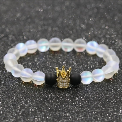 1 Piece Fashion Crown Moonstone Beaded Unisex Bracelets