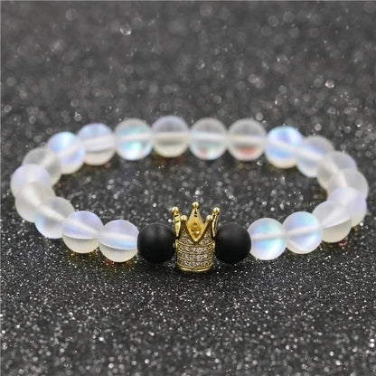 1 Piece Fashion Crown Moonstone Beaded Unisex Bracelets