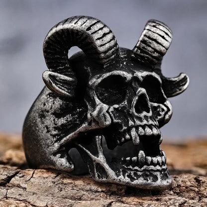 Retro Punk Sheep Mask 304 Stainless Steel Polishing Halloween Men'S Wide Band Rings