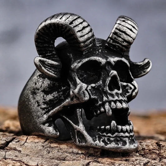 Retro Punk Sheep Mask 304 Stainless Steel Polishing Halloween Men'S Wide Band Rings