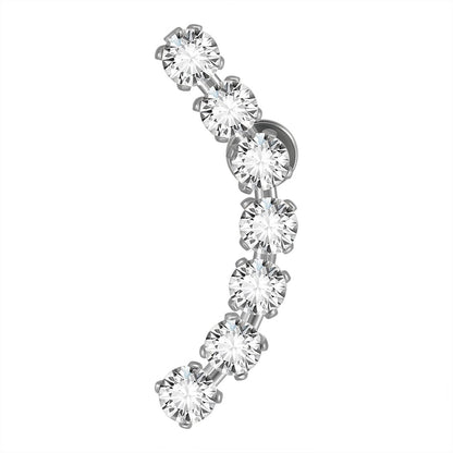 2 Pieces Ear Cartilage Rings & Studs Casual Vacation Minimalist Geometric Heart Shape 304 Stainless Steel Inlay Zircon 18K Gold Plated Lip Rings Ear Cartilage Rings & Studs