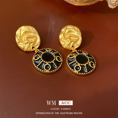 2 Pieces Mid-century Modern Round Geometric Copper Electroplating Earrings