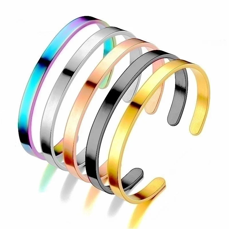 Minimalist Solid Color Stainless Steel Plating Bangle 1 Piece