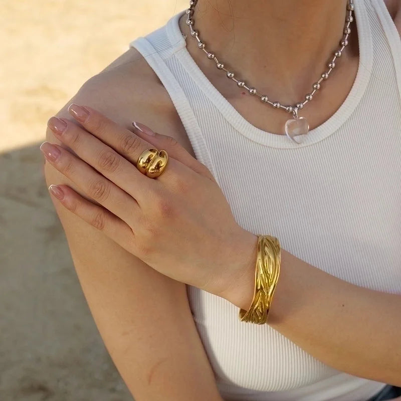 Minimalist Solid Color 304 Stainless Steel Plating Rings