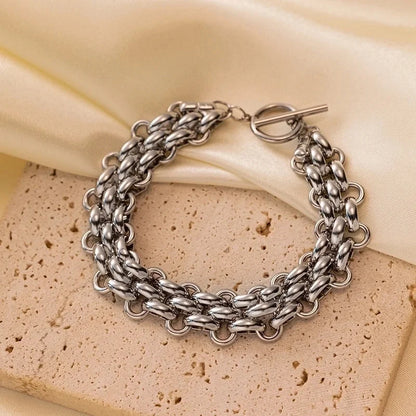 Hip-Hop Retro Solid Color Titanium Steel Plating Bracelets Necklace