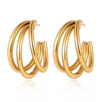 1 Pair Fashion C Shape Plating 201 Stainless Steel 18K Gold Plated Ear Studs