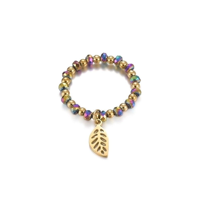 304 Stainless Steel 14K Gold Plated Minimalist Geometric Resin Glass Rings