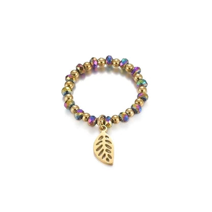 304 Stainless Steel 14K Gold Plated Minimalist Geometric Resin Glass Rings