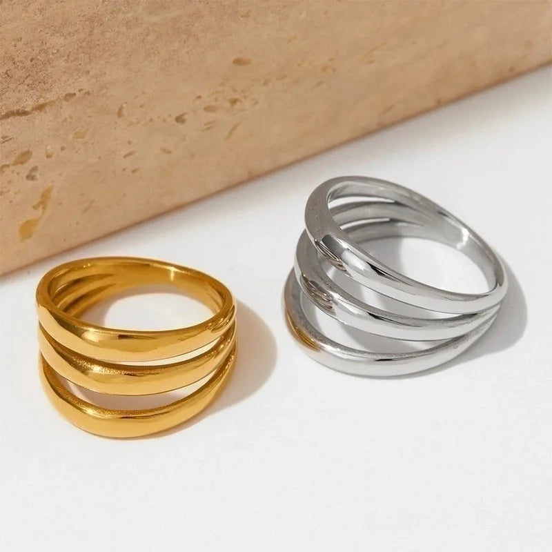 304 Stainless Steel 16K Gold Plated White Gold Plated Gold Plated Minimalist Plating Solid Color Rings