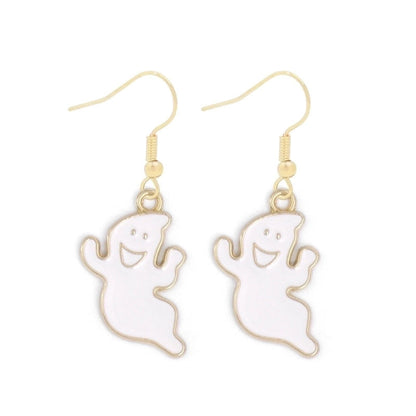 1 Pair Funny Cool Style Pumpkin Spider Web Ghost Enamel Zinc Alloy Drop Earrings