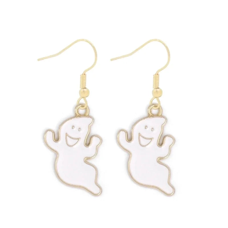 1 Pair Funny Cool Style Pumpkin Spider Web Ghost Enamel Zinc Alloy Drop Earrings