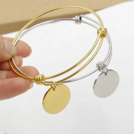 Classic Style Solid Color Stainless Steel 18K Gold Plated None Bangle In Bulk