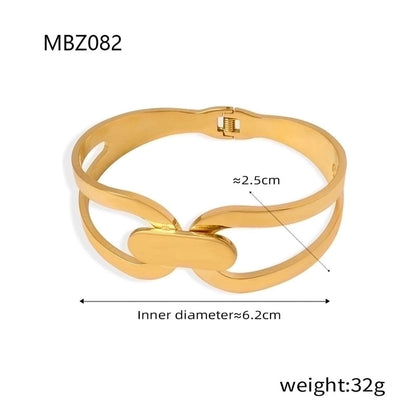Casual Minimalist Round Titanium Steel 18K Gold Plated Bangle In Bulk