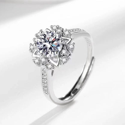 Copper Inlay Waves Heart Shape Crown Zircon Open Rings