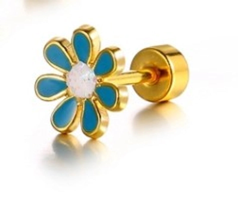 Minimalist Flower 304 Stainless Steel No Inlaid Earrings Ear Studs