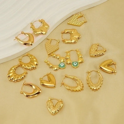 1 Pair Elegant Solid Color Plating Stainless Steel Titanium Steel 18K Gold Plated Earrings