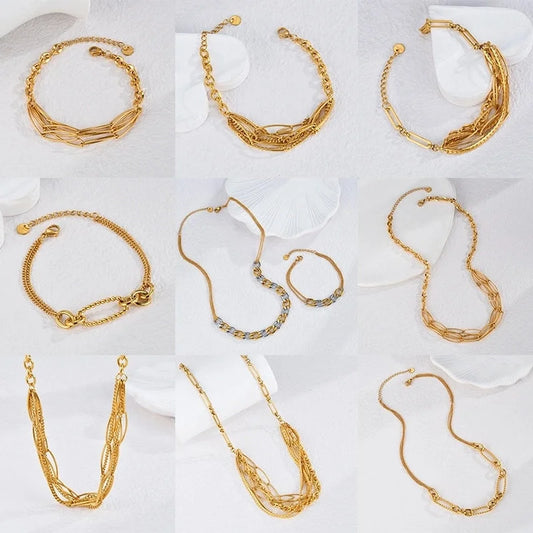 Casual Minimalist Solid Color 304 Stainless Steel Bracelets Necklace