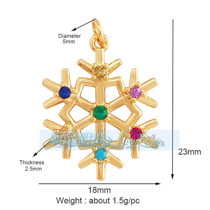 1 Piece Copper Geometric Heart Shape Snowflake Pendant Jewelry Accessories