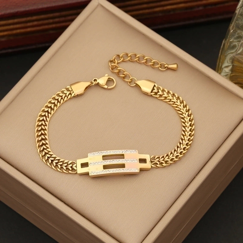 Casual Minimalist Four Leaf Clover Devil's Eye Butterfly Stainless Steel Plating Inlay Zircon Bracelets