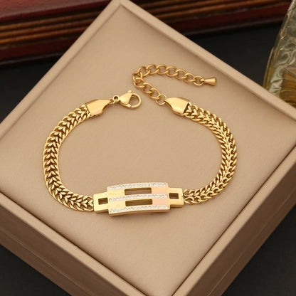 Casual Minimalist Four Leaf Clover Devil's Eye Butterfly Stainless Steel Plating Inlay Zircon Bracelets