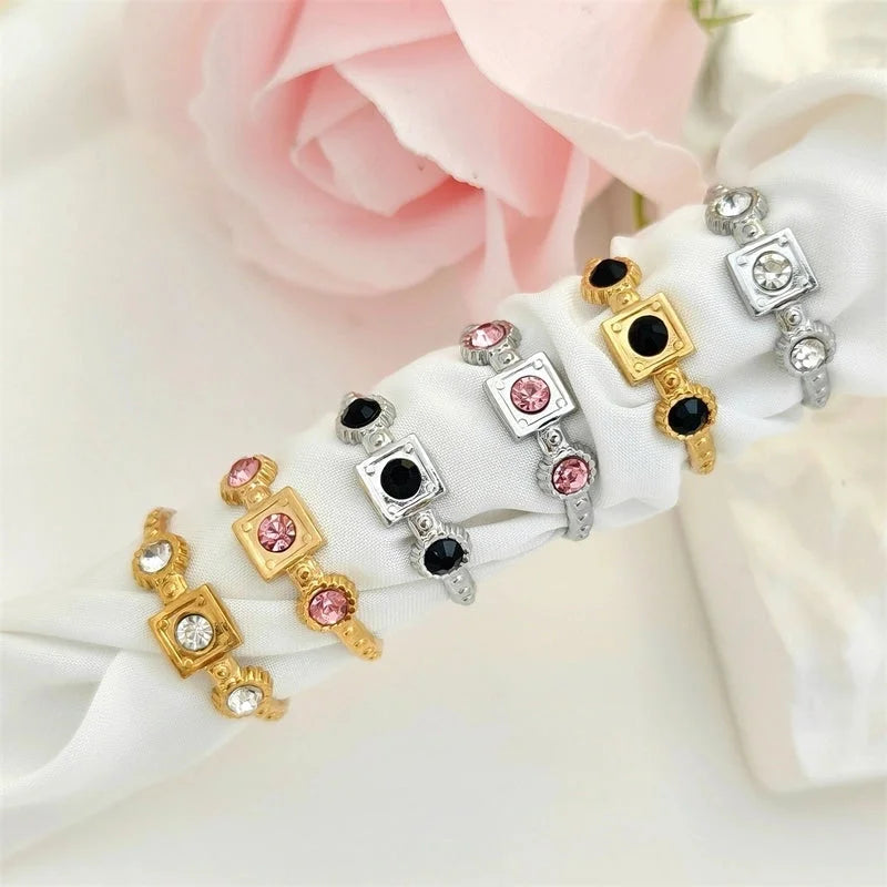 Elegant Geometric 304 Stainless Steel Plating Open Rings