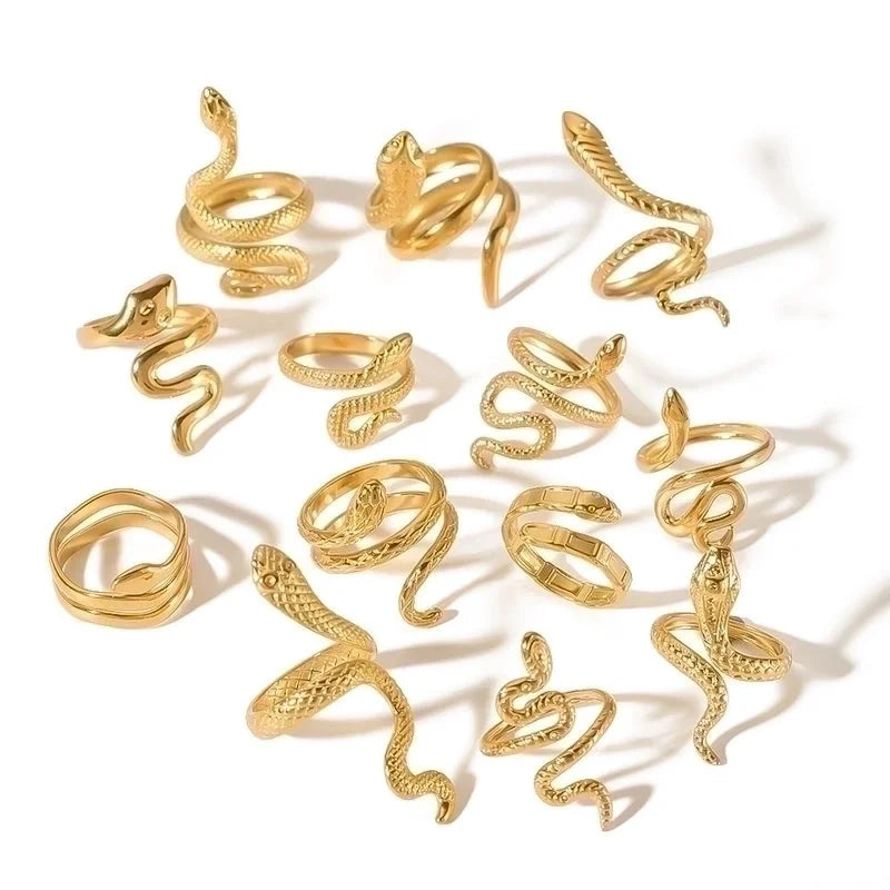 Stainless Steel 18K Gold Plated IG Style Plating Snake Open Rings