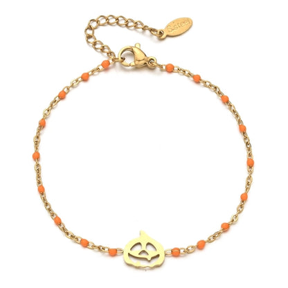 Cool Style Pumpkin Stainless Steel Plating Hollow Out Bracelets