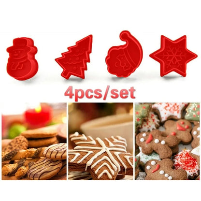 Christmas Cute Christmas Tree Santa Claus Snowflake PP Kitchen Molds Biscuit Mold 1 Set