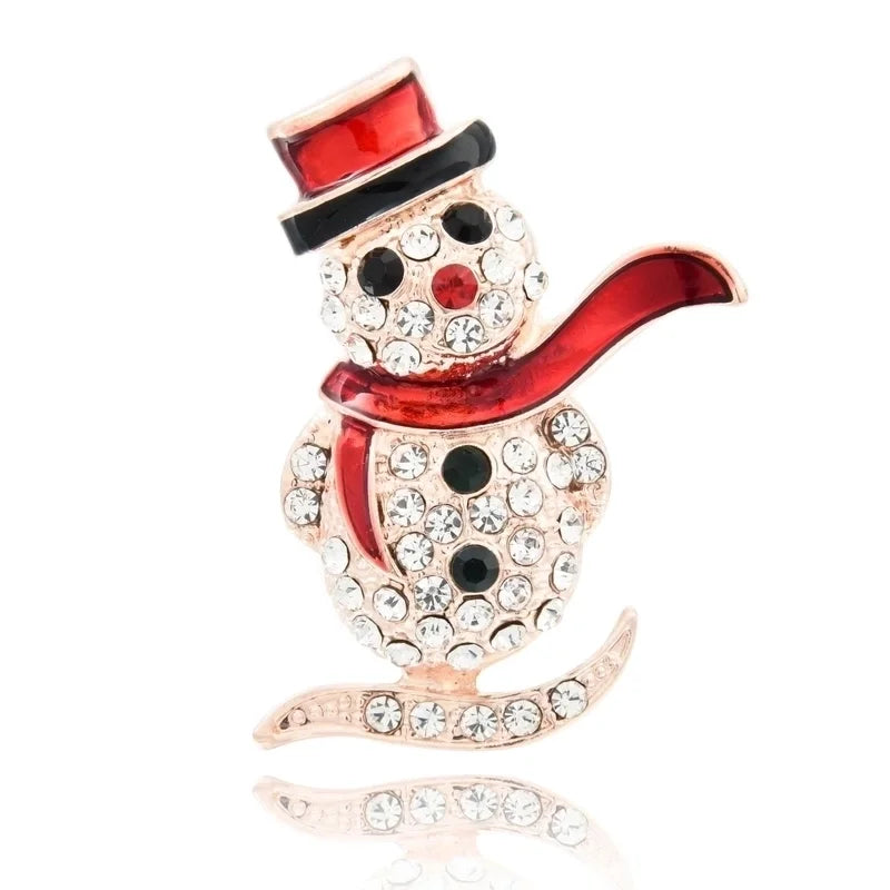Cute Pin Christmas Tree Snowman Alloy Rhinestone Enamel Women'S Brooches