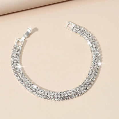 Simple Four-leaf Clover Rhinestone Titanium Steel Bracelet