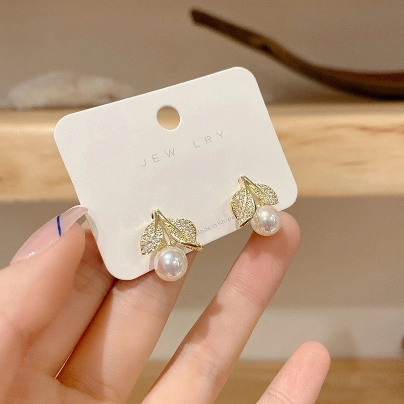 10 Pieces Minimalist Heart Shape Flower Bow Knot Imitation Pearl Alloy Rhinestone Irregular Women\'S Earrings 1 Pair