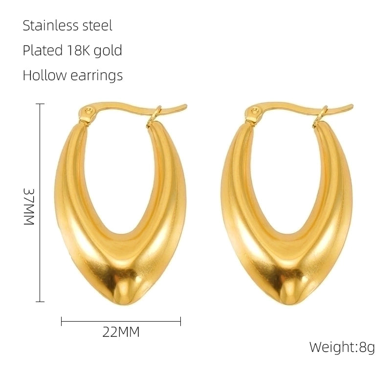 1 Pair Retro Solid Color Plating 304 Stainless Steel 18K Gold Plated Earrings