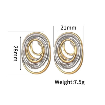 1 Pair IG Style Artistic Geometric Color Block Plating Titanium Steel 18K Gold Plated Ear Studs