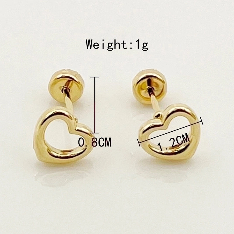 1 Pair Basic Minimalist Star Moon Heart Shape Plating 304 Stainless Steel 14K Gold Plated Ear Studs