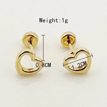 1 Pair Basic Minimalist Star Moon Heart Shape Plating 304 Stainless Steel 14K Gold Plated Ear Studs