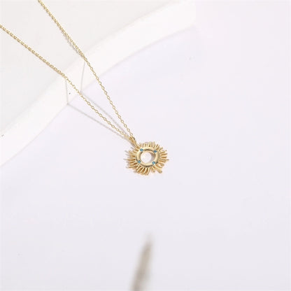 Copper Gold Plated Christmas Tree Sun Moon Zircon Pendant Necklace