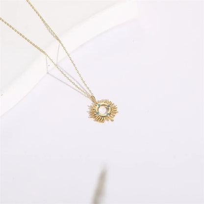 Copper Gold Plated Christmas Tree Sun Moon Zircon Pendant Necklace