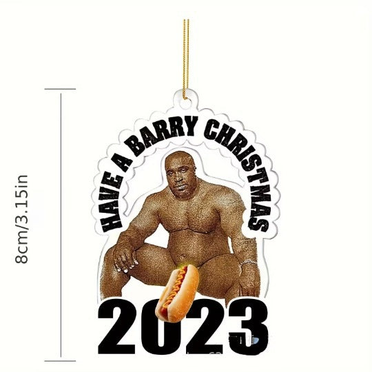 Christmas Funny Muscle Man Acrylic Flat Christmas Pendant Car Home Decoration Pendant