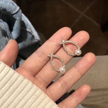 Fashion Geometric Alloy Plating Artificial Pearls Women\'s Earrings 1 Pair