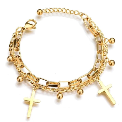 Stainless Steel Fashion Polishing Plating Cross Oval Heart Shape Bracelets