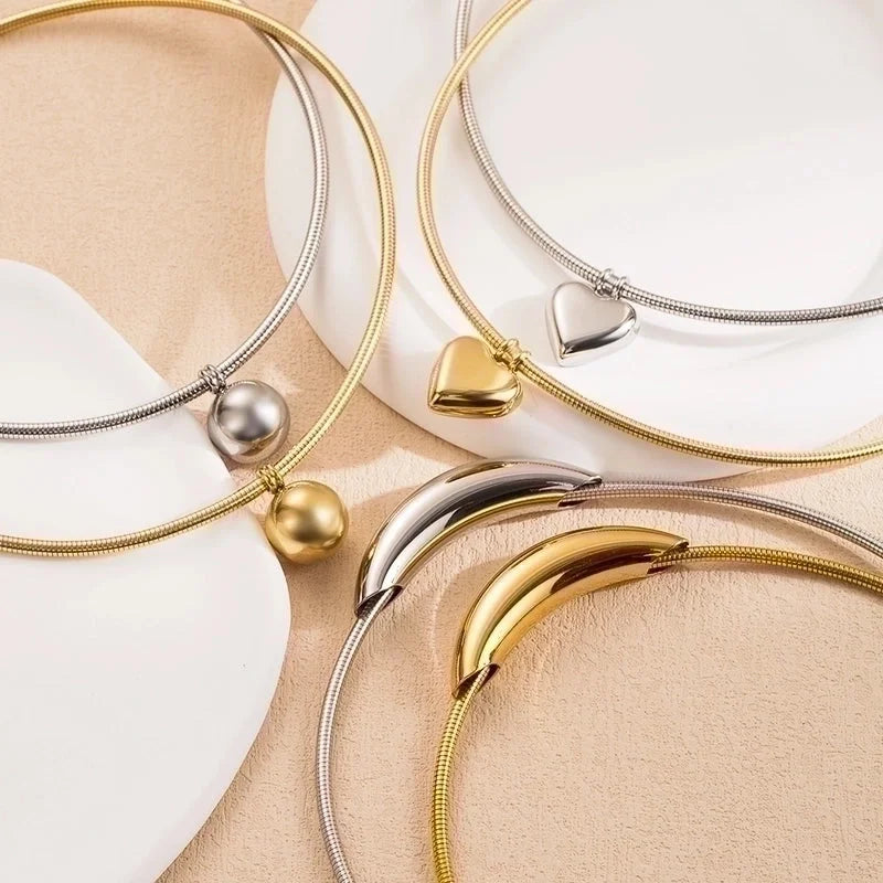 Modern Style Minimalist Heart Shape 304 Stainless Steel Choker