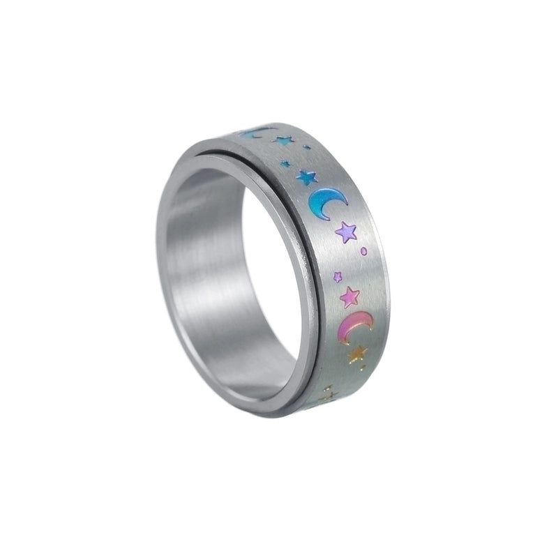 Jewelry Fashion Star Moon 304 Stainless Steel Rings
