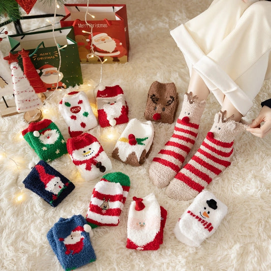 Christmas Socks Children's Socks Coral Velvet Socks Cute Japanese Gift Box Ladies Floor Socks