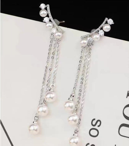 2 Pieces Elegant Star Tassel Heart Shape Inlay Alloy Artificial Pearls Rhinestones Glass Earrings