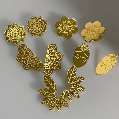 1 Pair Sweet Minimalist Leaves Flower Plating Titanium Steel 18k Gold Plated Ear Studs