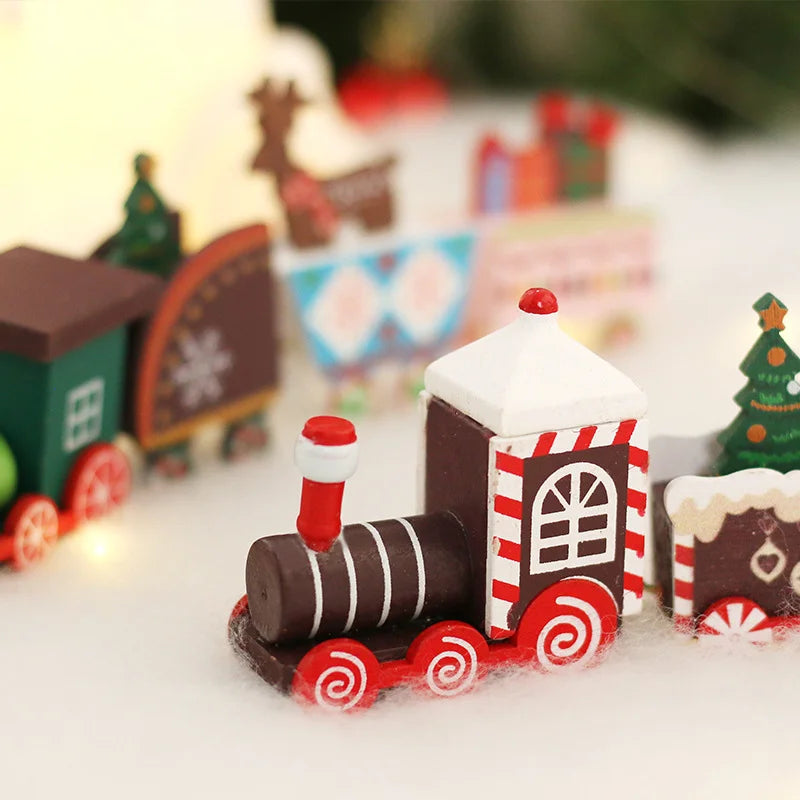 Christmas Decoration Christmas Painted Wooden Train Ornament Children's Toy Gift